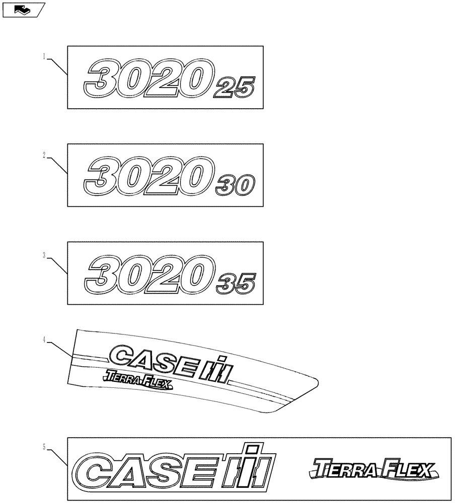 Схема запчастей Case IH 3020-20 - (90.108.01) - DECALS (90) - PLATFORM, CAB, BODYWORK AND DECALS
