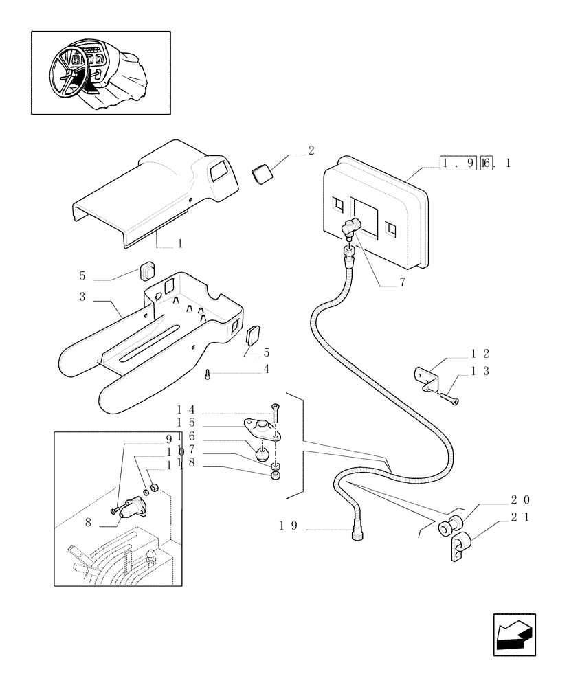 Схема запчастей Case IH JX70U - (1.75.1[01]) - OUTLET, CONTROL PANEL AND STEERING COLUMN COVER (06) - ELECTRICAL SYSTEMS
