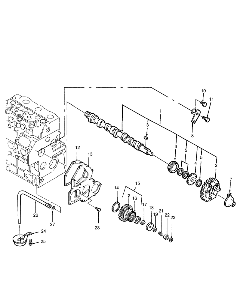 Схема запчастей Case IH DX24 - (01.04) - CAMSHAFT & OIL PUMP (01) - ENGINE