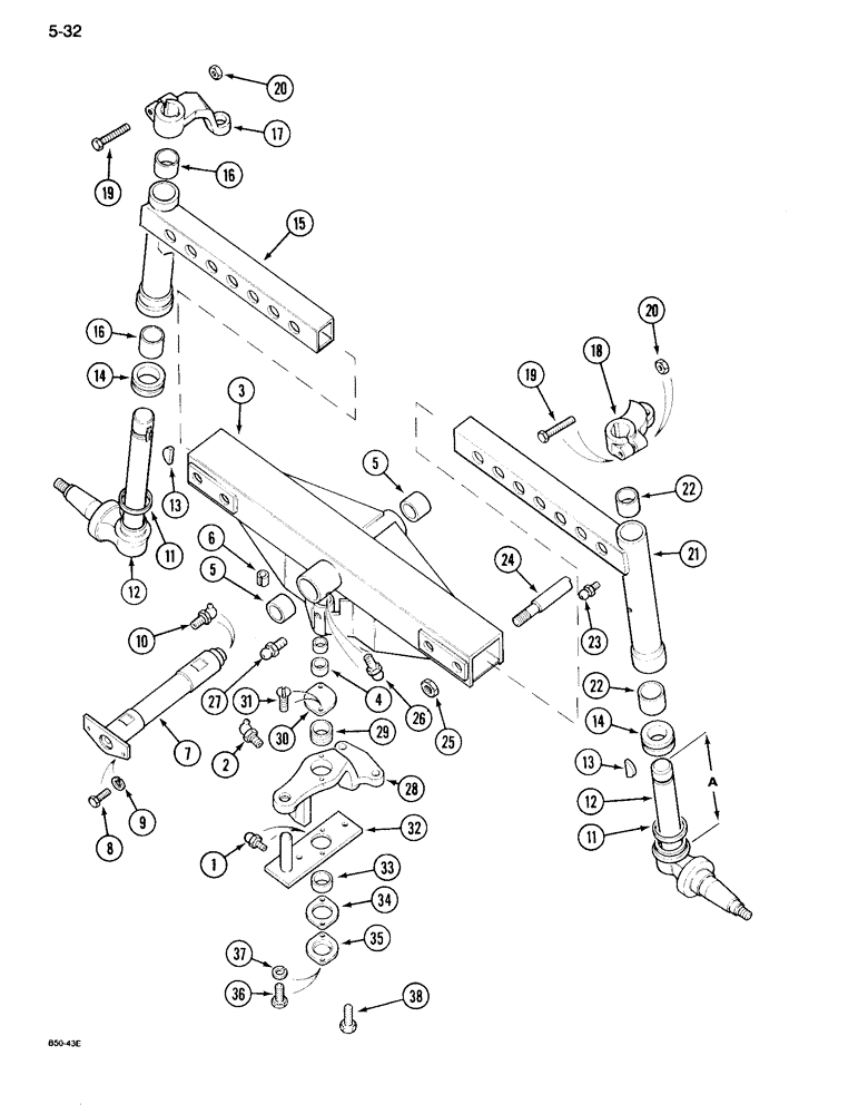 Схема запчастей Case IH 995 - (5-32) - ADJUSTABLE STRAIGHT FRONT AXLE, 52 TO 77 INCH TRACK (05) - STEERING