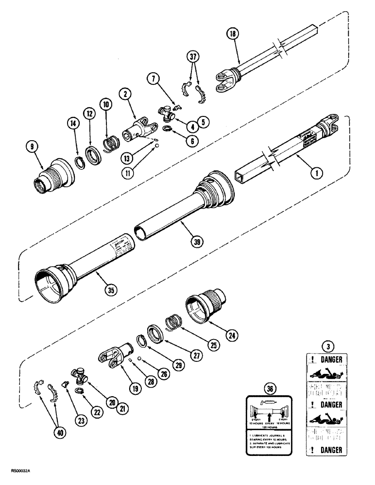 Схема запчастей Case IH 1015 - (9-34) - DRIVE SHAFT, HAYES-DANA (58) - ATTACHMENTS/HEADERS