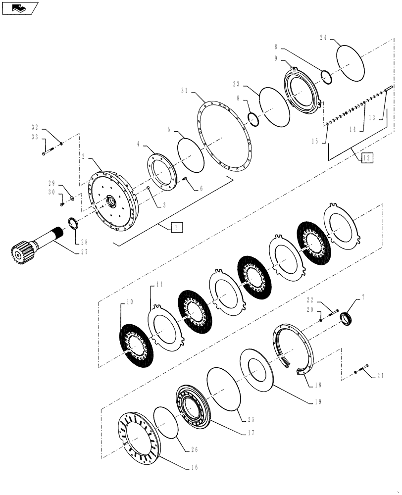 Схема запчастей Case IH QUADTRAC 450 - (27.100.15) - 500 SERIES AXLE - BRAKE AND RIGHT-HAND CARRIER - STEIGER 500HD & 550, QUADTRAC 450 & 500 (27) - REAR AXLE SYSTEM