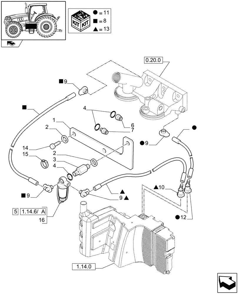 Схема запчастей Case IH PUMA 140 - (1.14.6) - FUEL LINES (02) - ENGINE EQUIPMENT
