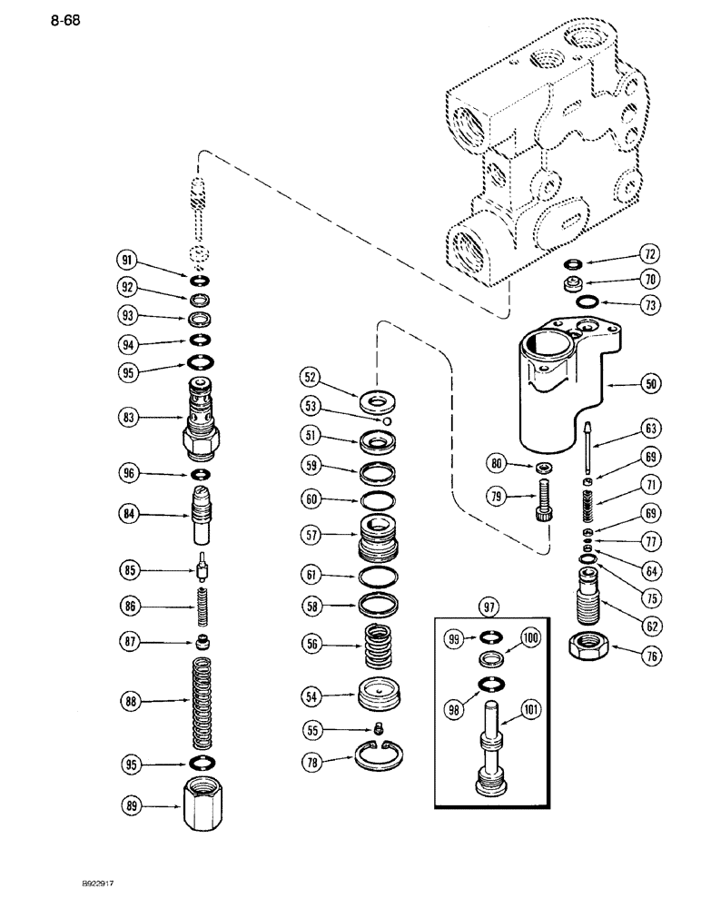 Схема запчастей Case IH 7120 - (8-68) - HYDRAULIC REMOTE VALVE ASSEMBLY, SECOND, THIRD AND FOURTH REMOTE, WITH LOAD CHECK, (CONTD) (08) - HYDRAULICS