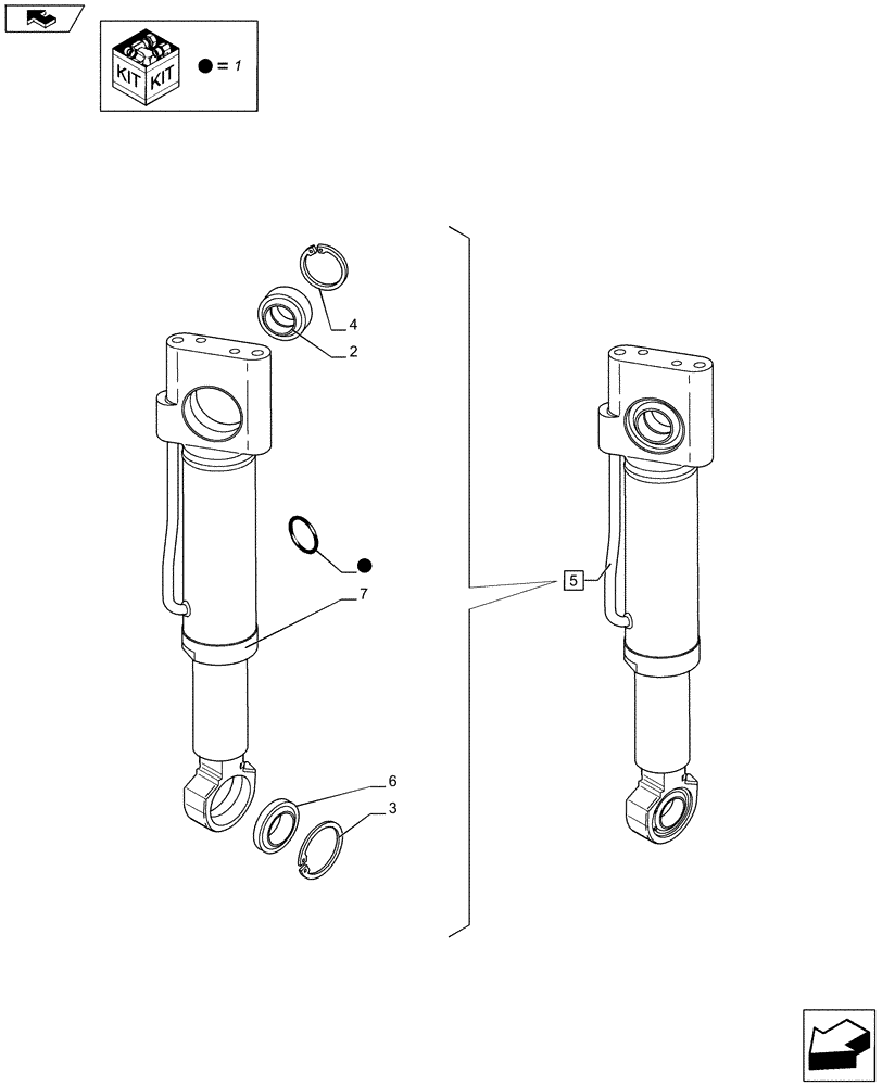 Схема запчастей Case IH PUMA 170 - (25.100.02[06]) - CLASS 4 4WD AXLE WITH ACTIVE SUSPENSION SKY HOOK - CYLINDER - BREAKDOWN - C7091(VAR.720463-728212) (25) - FRONT AXLE SYSTEM