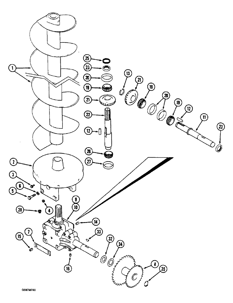 Схема запчастей Case IH 1660 - (9E-28) - LOWER GRAIN TANK, UNLOADER AUGER, P.I.N. JJC0102897 AND AFTER (17) - GRAIN TANK & UNLOADER