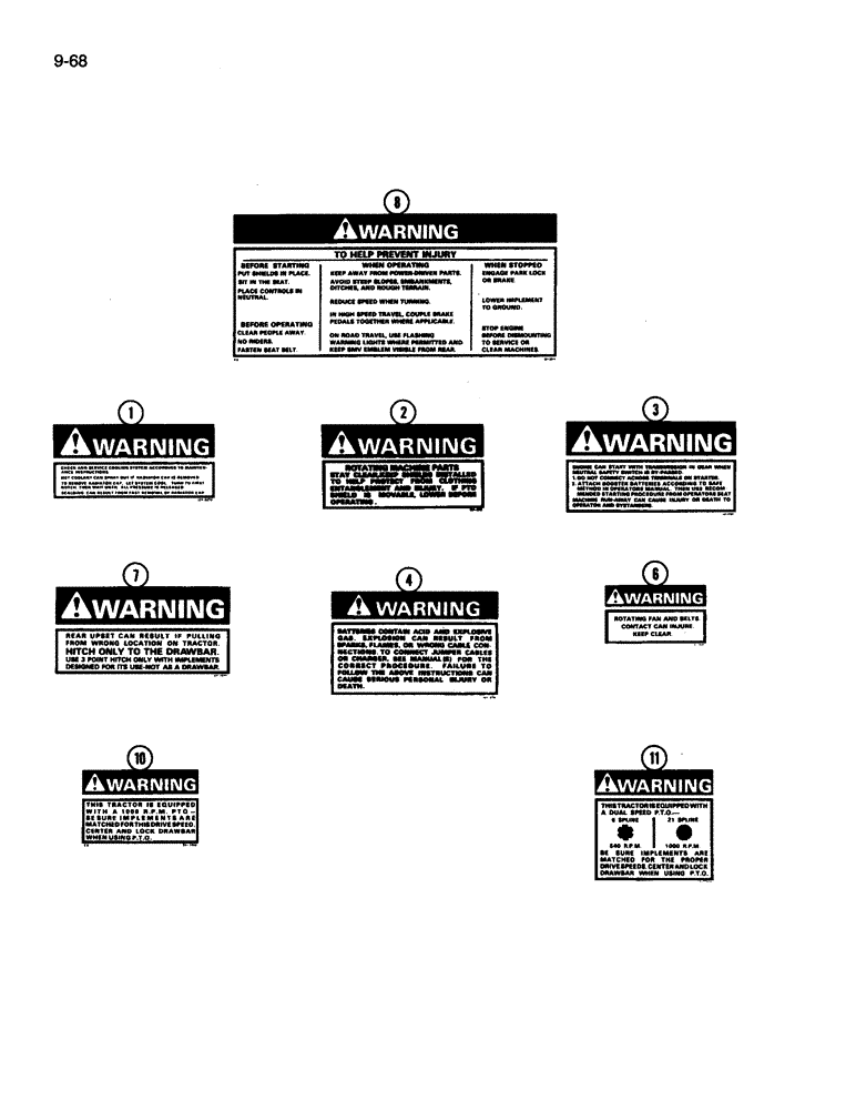 Схема запчастей Case IH 3394 - (9-068) - DECALS, SAFETY (09) - CHASSIS/ATTACHMENTS