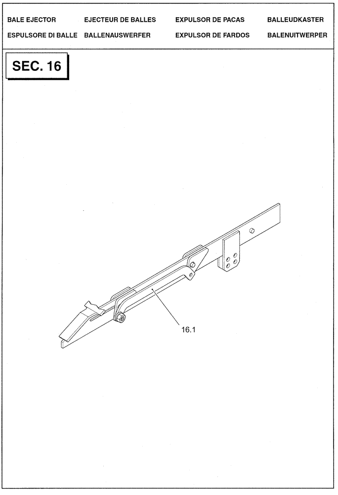 Схема запчастей Case IH LBX331P - (16.00[01]) - SECTION LIST 16 - BALE EJECTOR (16) - BALE EJECTOR