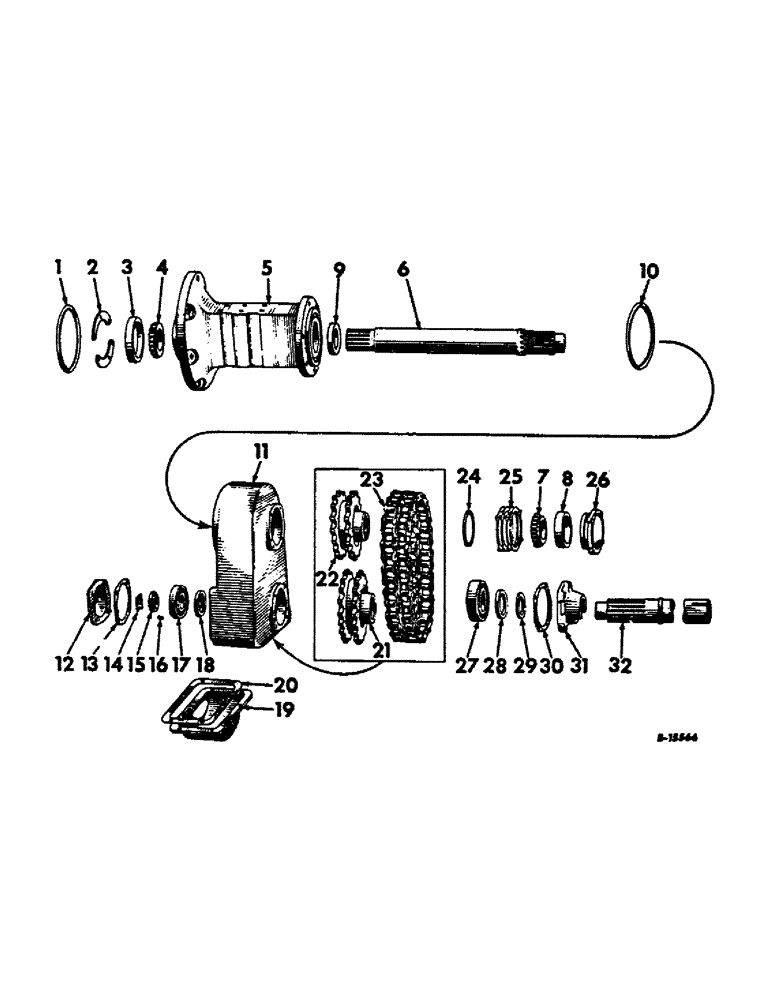 Схема запчастей Case IH 656 - (B-22) - POWER TRAIN, REAR AXLE, FARMALL HI-CLEAR TRACTORS (03) - POWER TRAIN