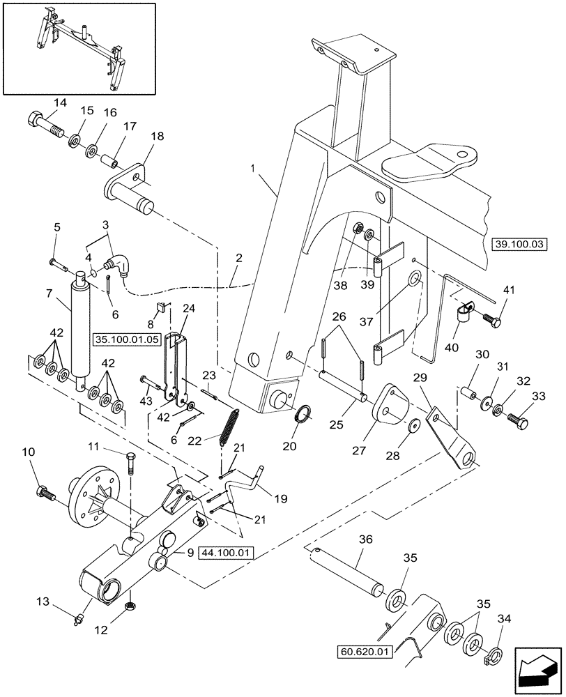 Схема запчастей Case IH SC101 - (39.100.01.01) - FRAME, RH (39) - FRAMES AND BALLASTING