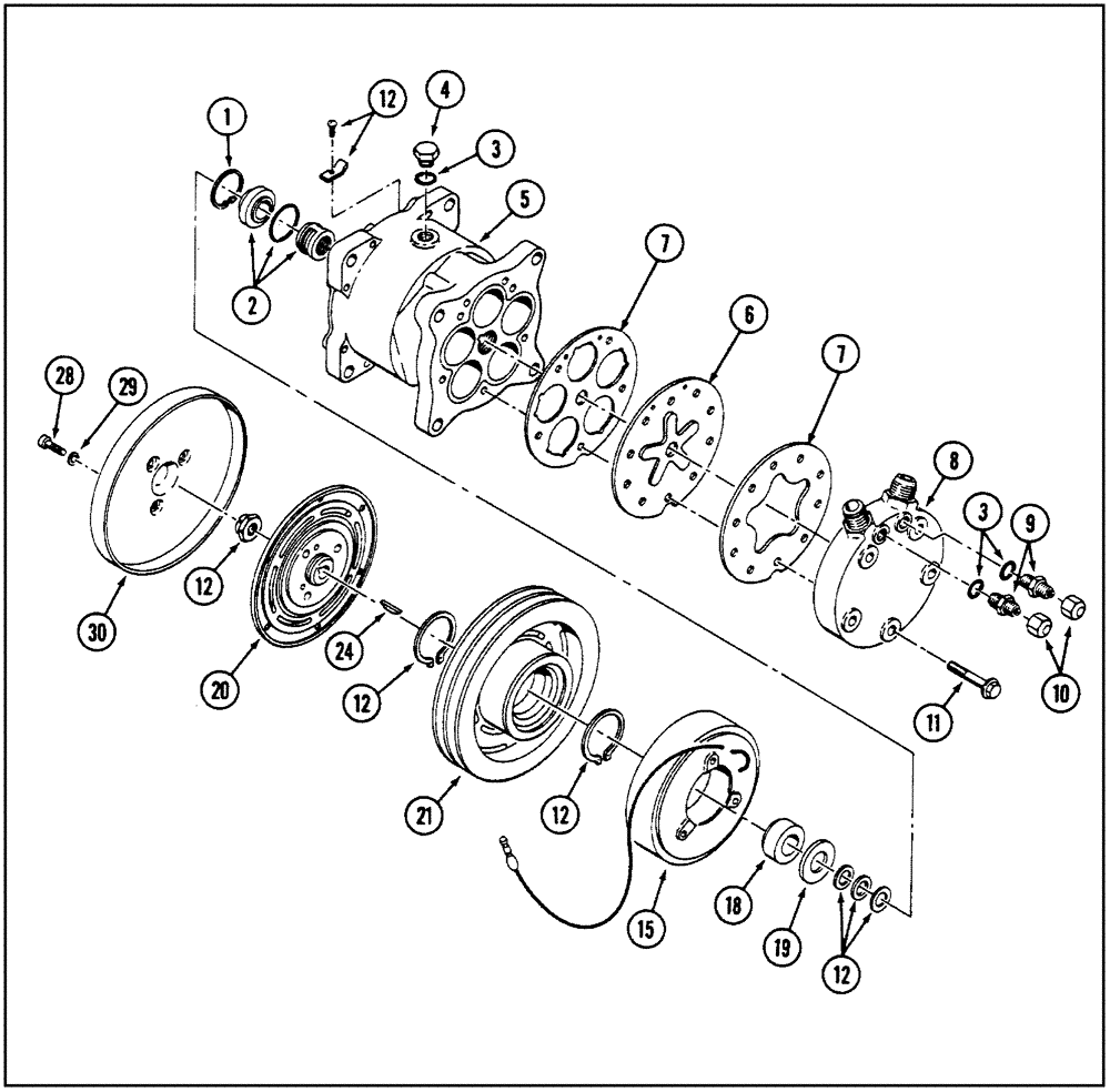 Схема запчастей Case IH 9250 - (9-122) - COMPRESSOR ASSEMBLY, AIR CONDITIONER, PRIOR TO P.I.N. JEE0031850 (09) - CHASSIS/ATTACHMENTS