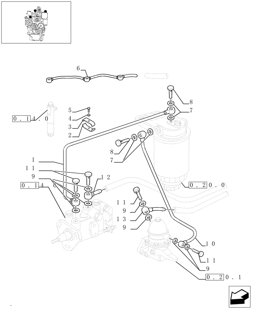 Схема запчастей Case IH JX65 - (0.20.3) - FUEL LINES (BEFORE S/N 13286) (01) - ENGINE