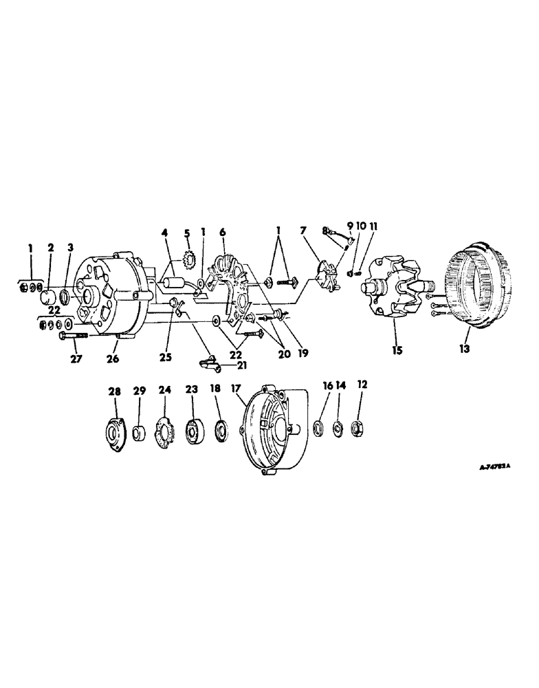 Схема запчастей Case IH 503 - (408) - D-301 ENGINE 3-13/16 X 4.390, ALTERNATOR GENERATOR, COMBINE SERIAL NO. 3251 AND ABOVE (10) - ENGINE