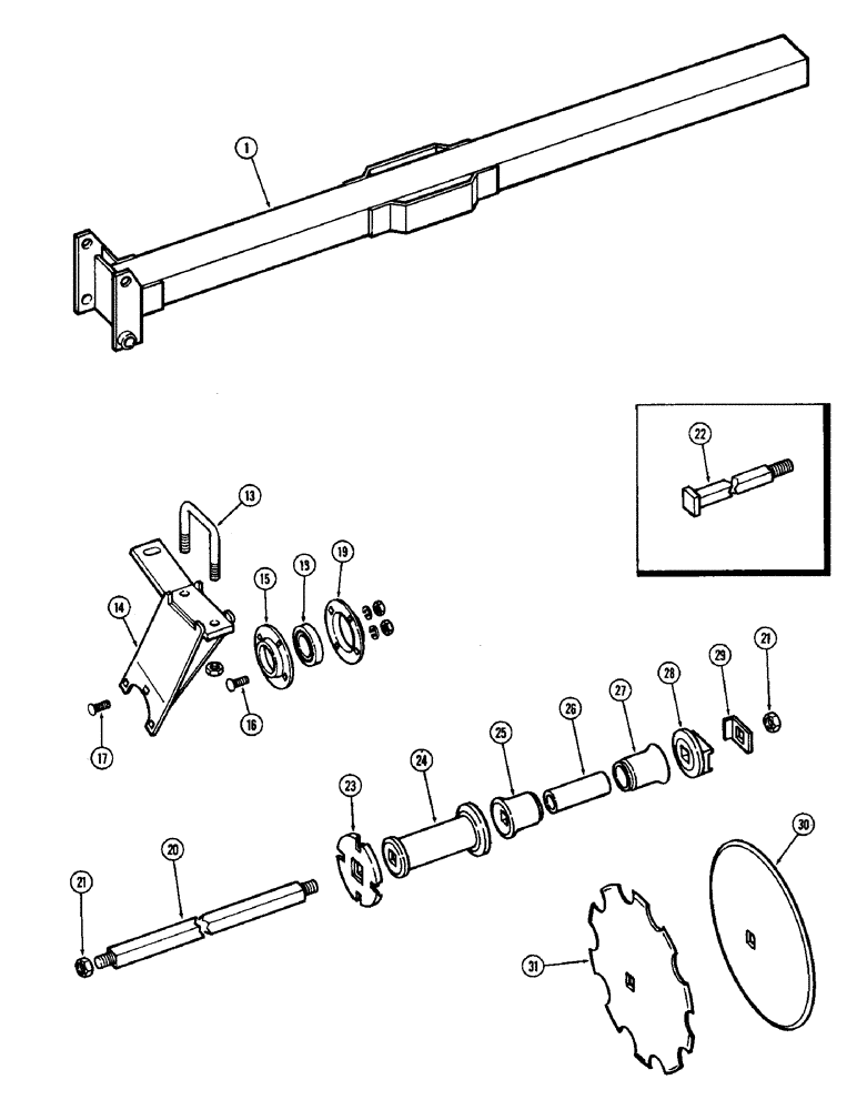 Схема запчастей Case IH F21 - (026) - REAR RIGHT GANG, 7 INCH SPACING, F21, F21-7-242 & 256 
