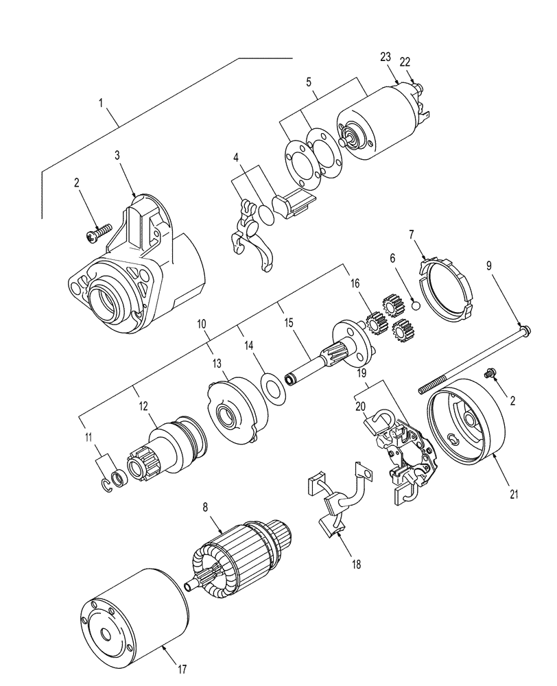 Схема запчастей Case IH DX29 - (01.10) - STARTING MOTOR (01) - ENGINE