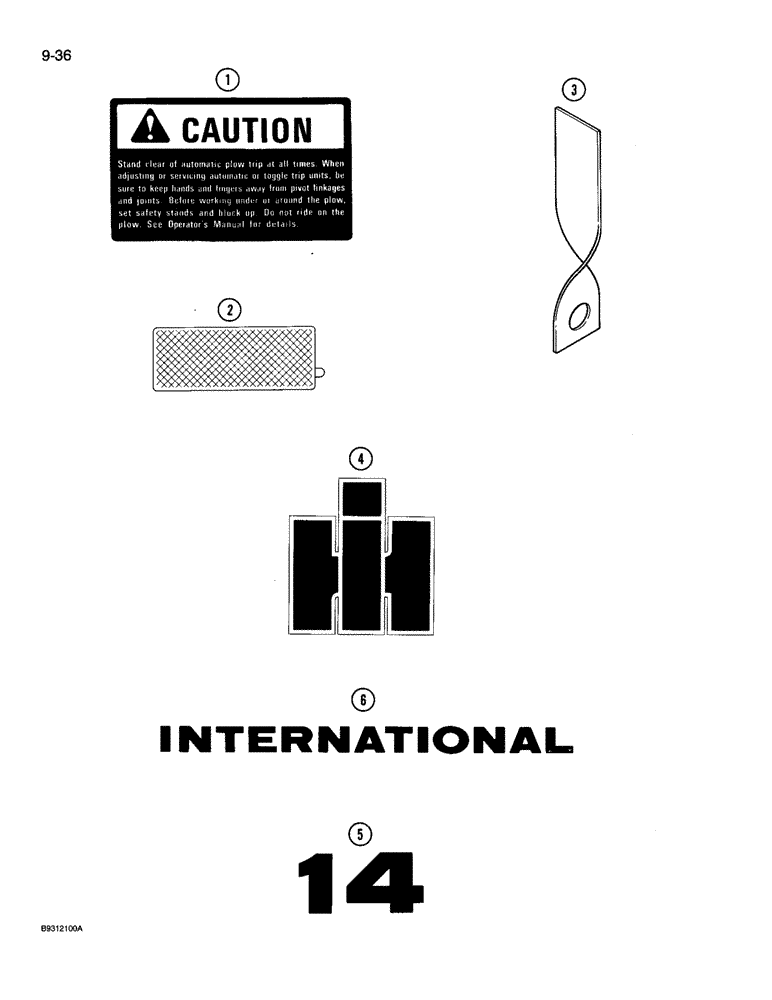 Схема запчастей Case IH 14 - (9-36) - DECALS, INTERNATIONAL, 14 SUBSOIL CHISEL (09) - CHASSIS/ATTACHMENTS