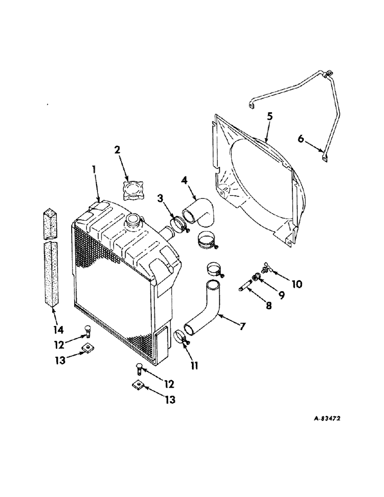 Схема запчастей Case IH 2424 - (044) - COOLING SYSTEM, RADIATOR AND CONNECTIONS, DIESEL ENGINE TRACTORS COOLING SYSTEM