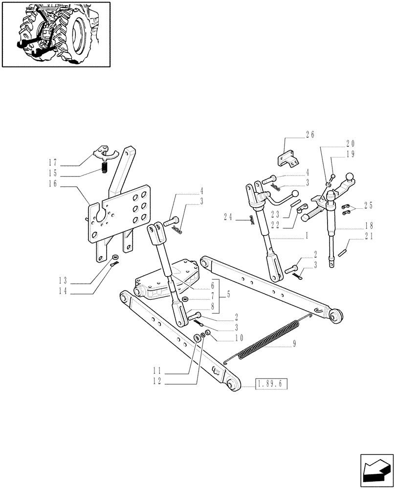 Схема запчастей Case IH JX95 - (1.89.6[01]) - IMPLEMENT ATTACHMENT DEVICE - LIFT ARMS (09) - IMPLEMENT LIFT