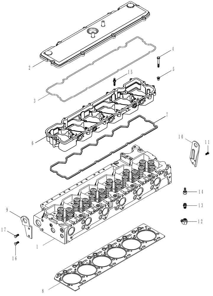 Схема запчастей Case IH MX215 - (02-19) - CYLINDER HEAD - COVER (02) - ENGINE