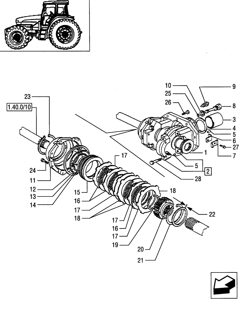 Схема запчастей Case IH JX95 - (1.40.1/09[01]) - (VAR.650) FRONT BRAKE - DISCS (04) - FRONT AXLE & STEERING