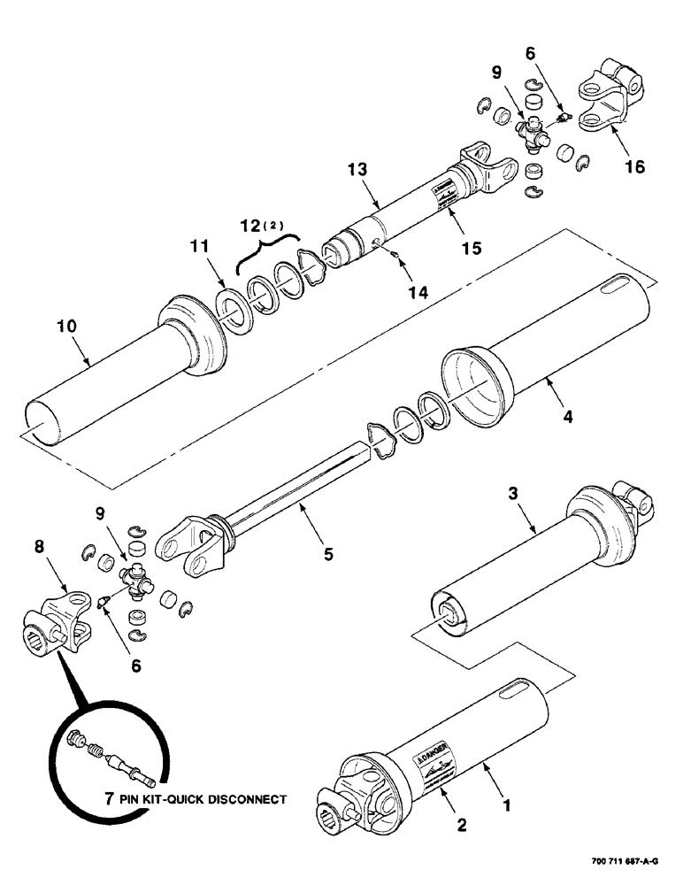 Схема запчастей Case IH 8350 - (2-10) - U-JOINT ASSEMBLY, NEAPCO, S.N. CFH0007093 AND LATER) (09) - CHASSIS