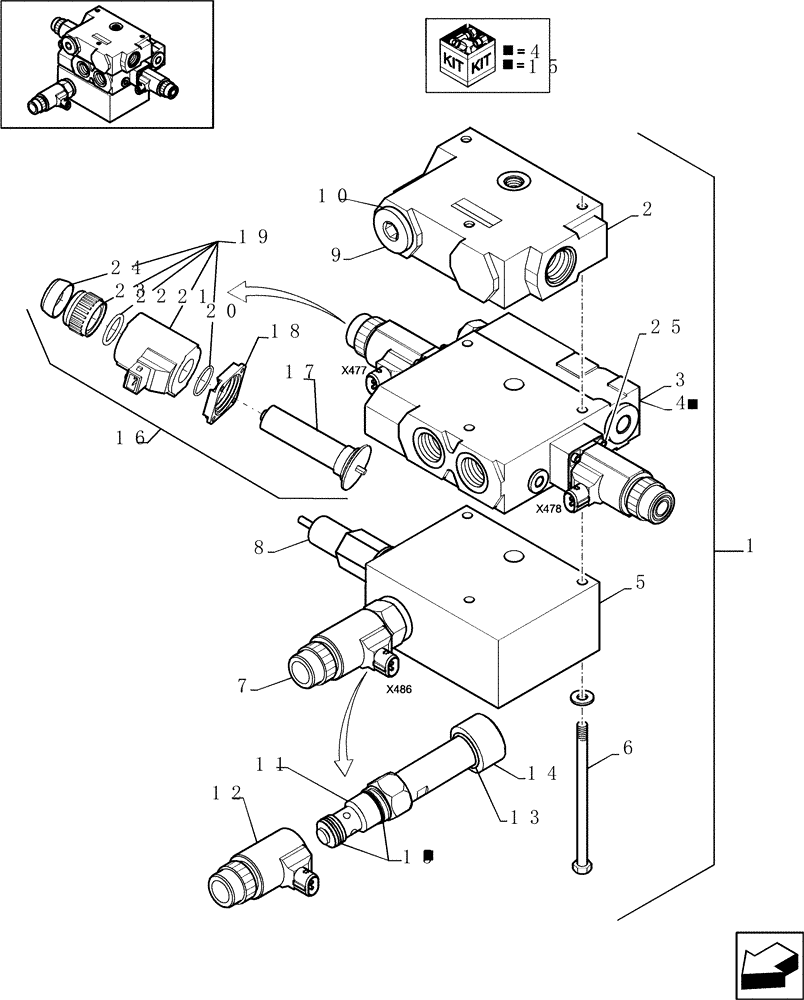 Схема запчастей Case IH 8010 - (88.430.06) - AUTO-GUIDANCE READY, HYDRAULIC VALVE W/PRESSURE RELIEF (88) - ACCESSORIES