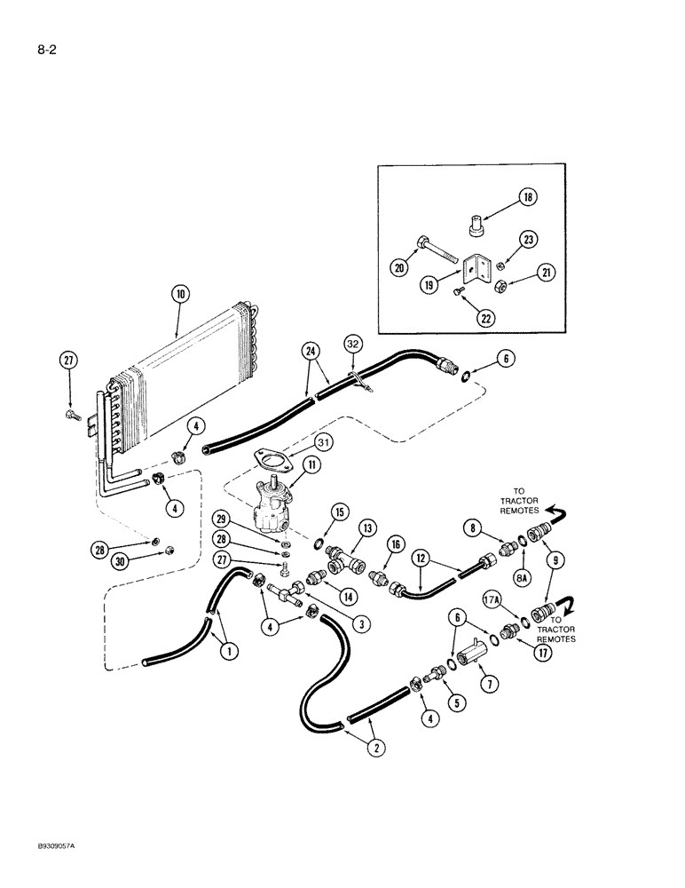 Схема запчастей Case IH 950 - (8-002) - BLOWER DIRECT DRIVE HYDRAULIC SYSTEM, ALL RIGID PLANTERS, 8 ROW WIDE, VERTICAL FOLD (08) - HYDRAULICS