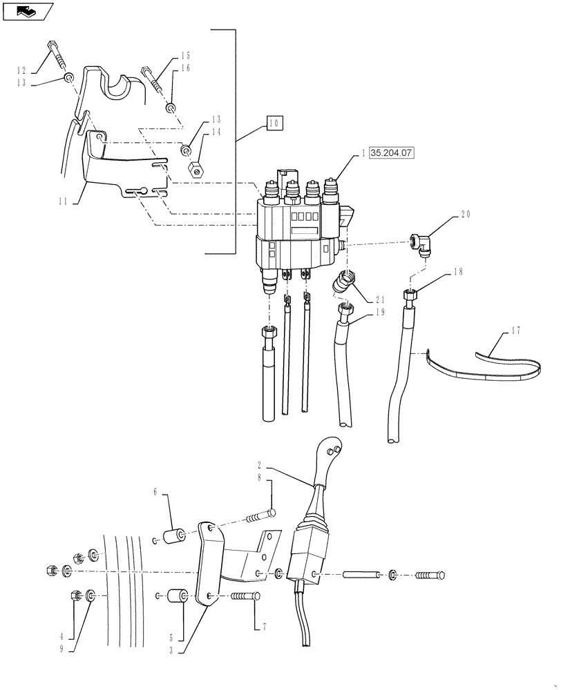 Схема запчастей Case IH L560 - (35.204.05) - HYDRAULIC KIT, JX, FARMALL 90, 95 - 730861006 (35) - HYDRAULIC SYSTEMS