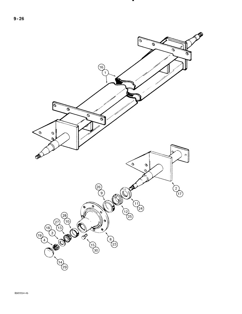 Схема запчастей Case IH 530 - (9-026) - AXLES AND SUPPORTS, MODEL 530, 540, 550 (09) - CHASSIS/ATTACHMENTS