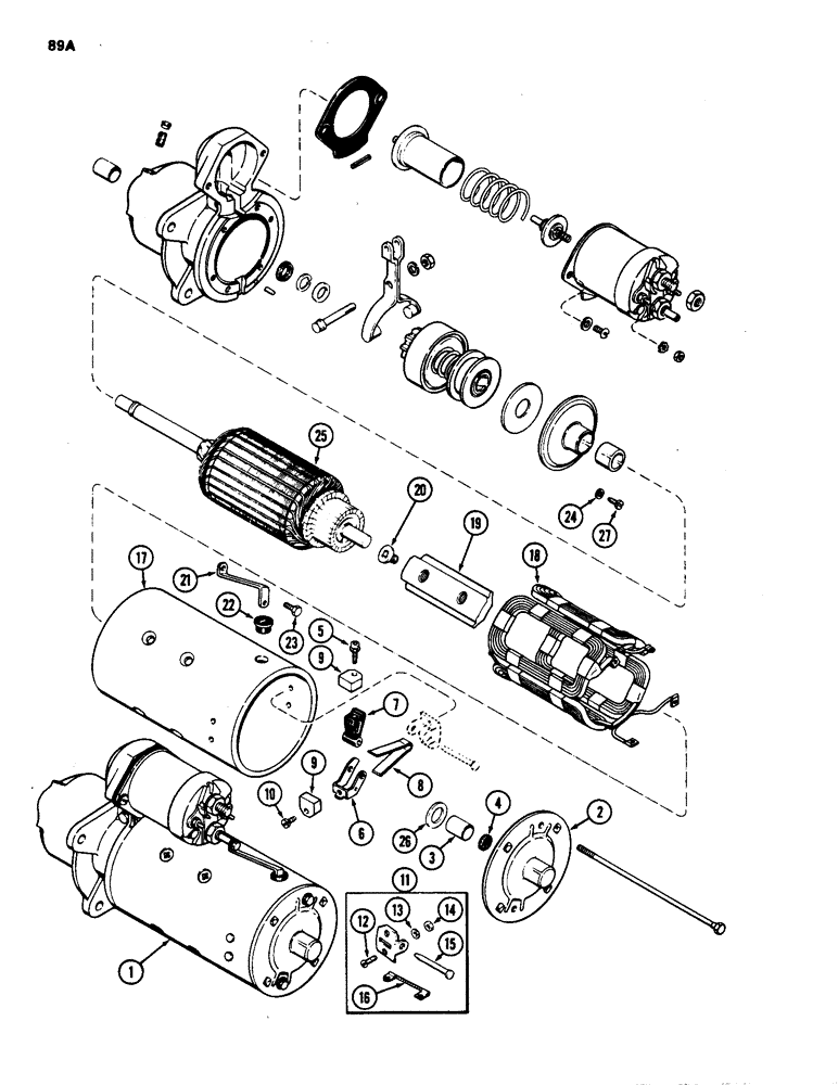 Схема запчастей Case IH 1835 - (089A) - A169502 STARTER, 188 DIESEL ENGINE (04) - ELECTRICAL SYSTEMS
