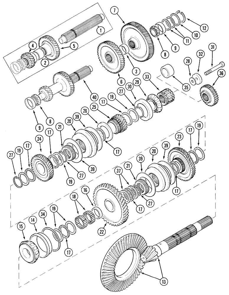 Схема запчастей Case IH 5230 - (6-028) - TRANSMISSION, RANGE GEARS (06) - POWER TRAIN