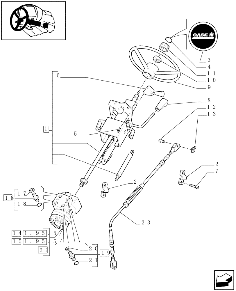 Схема запчастей Case IH MAXXUM 115 - (1.95.5[01]) - HYDROSTATIC STEERING WHEEL AND STEERING COLUMN (10) - OPERATORS PLATFORM/CAB