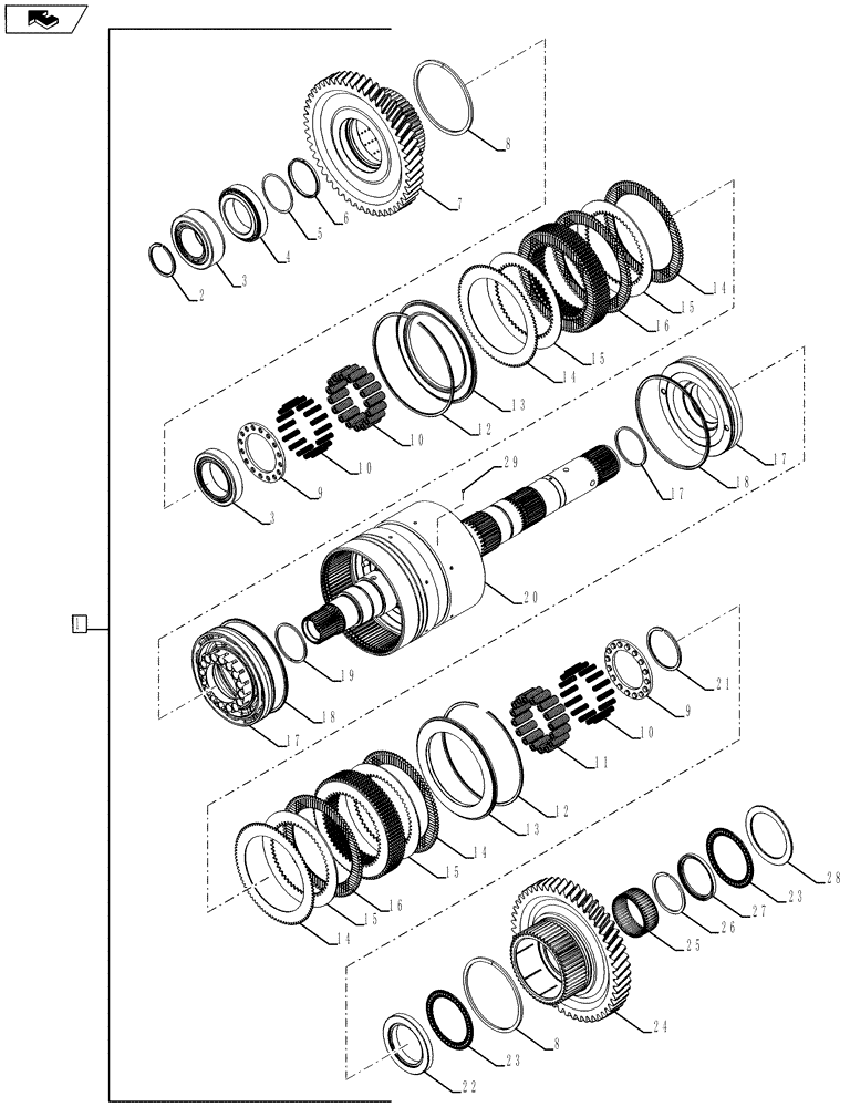 Схема запчастей Case IH QUADTRAC 500 - (21.155.04[01]) - POWER SHIFT TRANSMISSION - 1ST INPUT SHAFT, PS6, 9C (21) - TRANSMISSION
