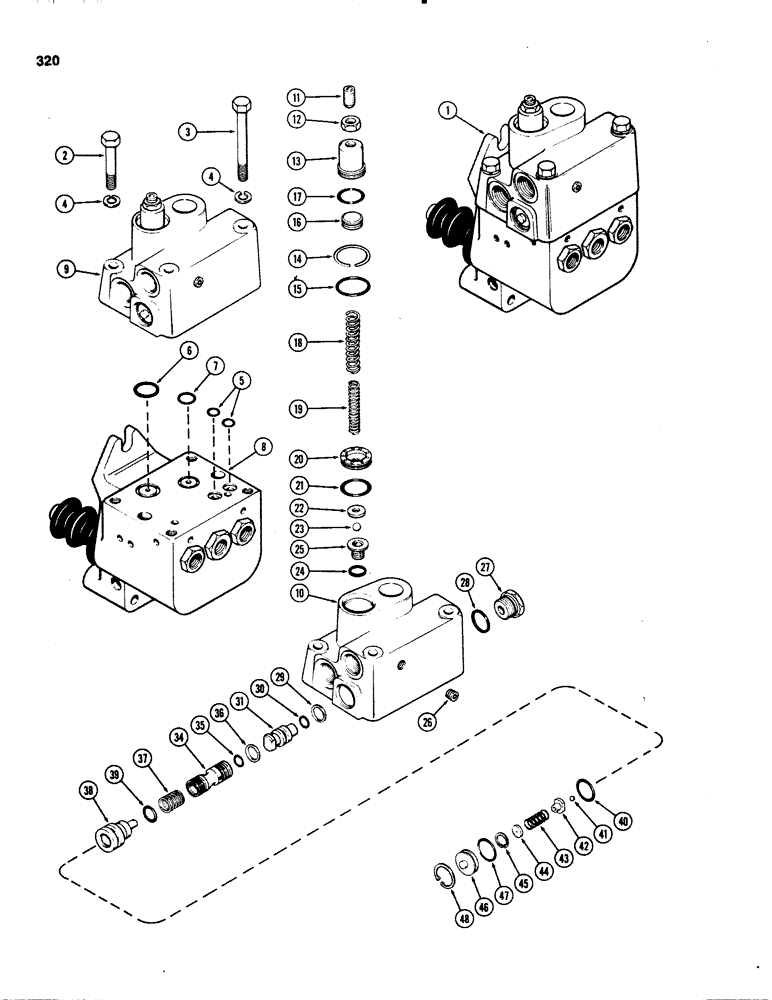 Схема запчастей Case IH 1070 - (0320) - G101001 POWER BRAKE VALVE, PART NUMBER STAMPED ON COVER, 1ST USED TRACTOR SERIAL NUMBER 8803648 (07) - BRAKES