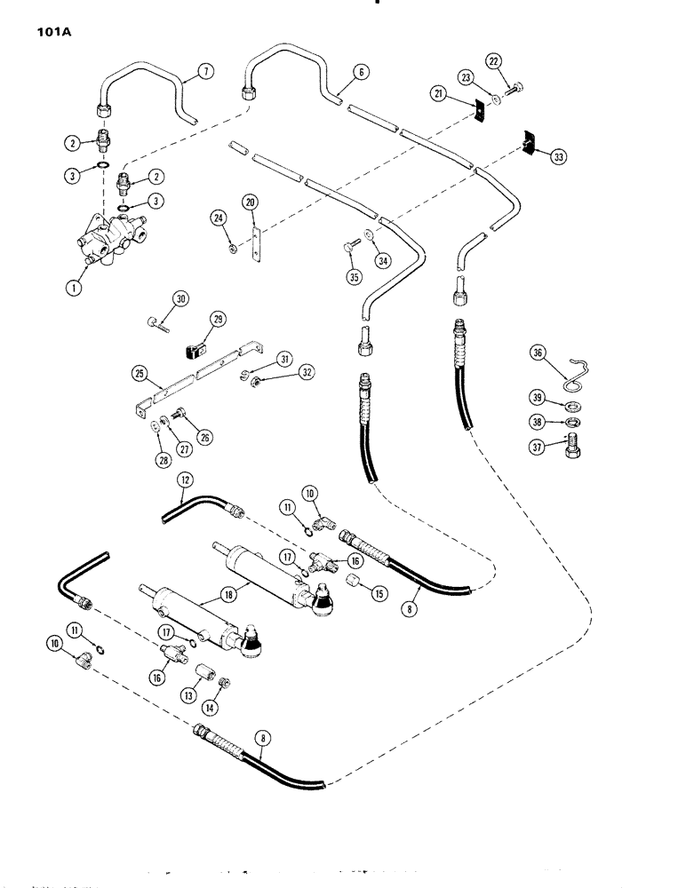 Схема запчастей Case IH 1090 - (101A) - SINGLE ACTING STEERING CYLINDER KIT (05) - STEERING