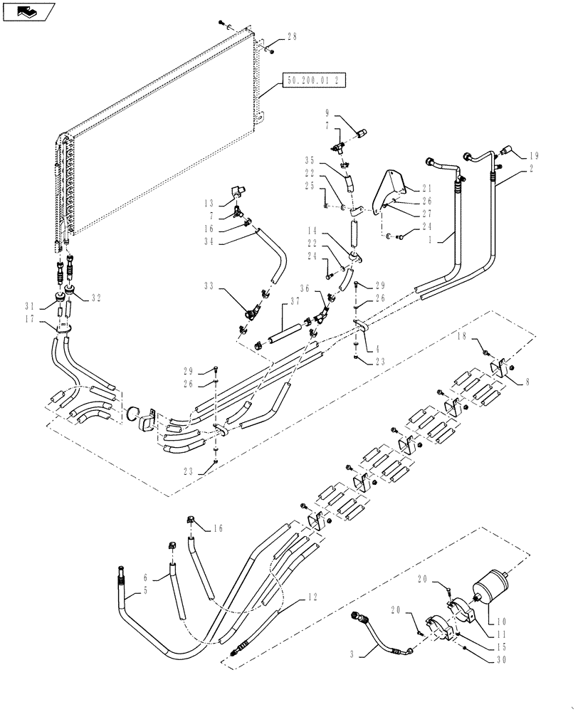 Схема запчастей Case IH 7230 - (50.200.02) - HVAC HOSES, 7230 T4 (50) - CAB CLIMATE CONTROL