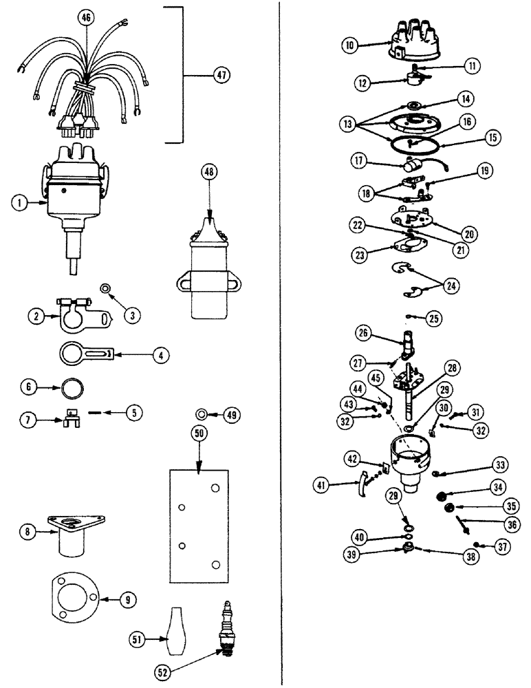Схема запчастей Case IH 1010 - (340) - MODEL GO 298 ENGINE, DISTRIBUTOR (10) - ENGINE