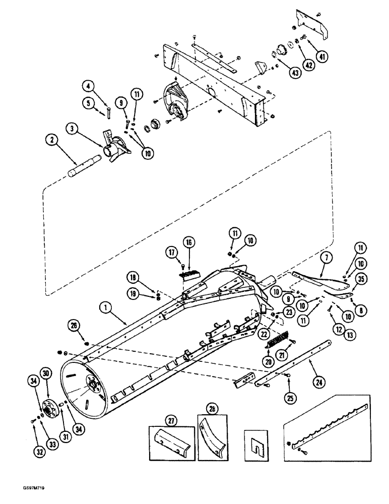 Схема запчастей Case IH 1660 - (9B-14) - ROTOR, CORN AND GRAIN (14) - ROTOR, CONCANVES & SIEVE
