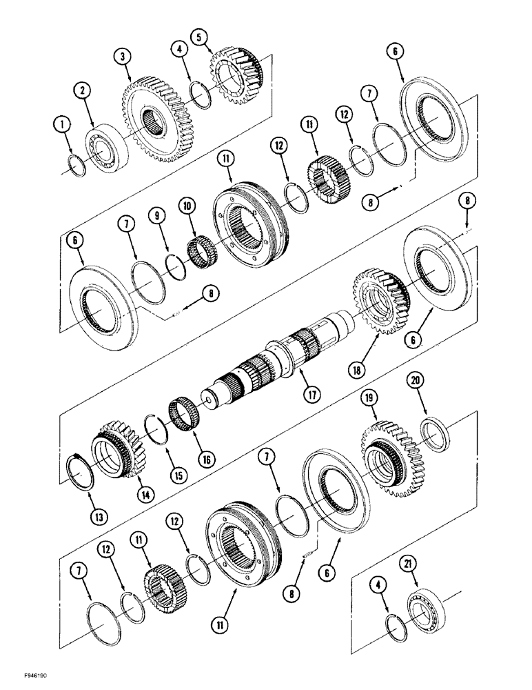 Схема запчастей Case IH 9350 - (6-092) - 24 SPEED SYNCHROSHIFT TRANSMISSION ASSEMBLY, THIRD SHAFT ASSEMBLY (06) - POWER TRAIN