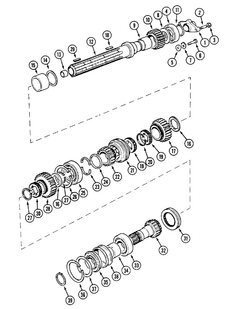 Схема запчастей Case IH 1594 - (6-168) - DRIVESHAFT AND GEARS, SYNCHROMESH GEARBOX (06) - POWER TRAIN