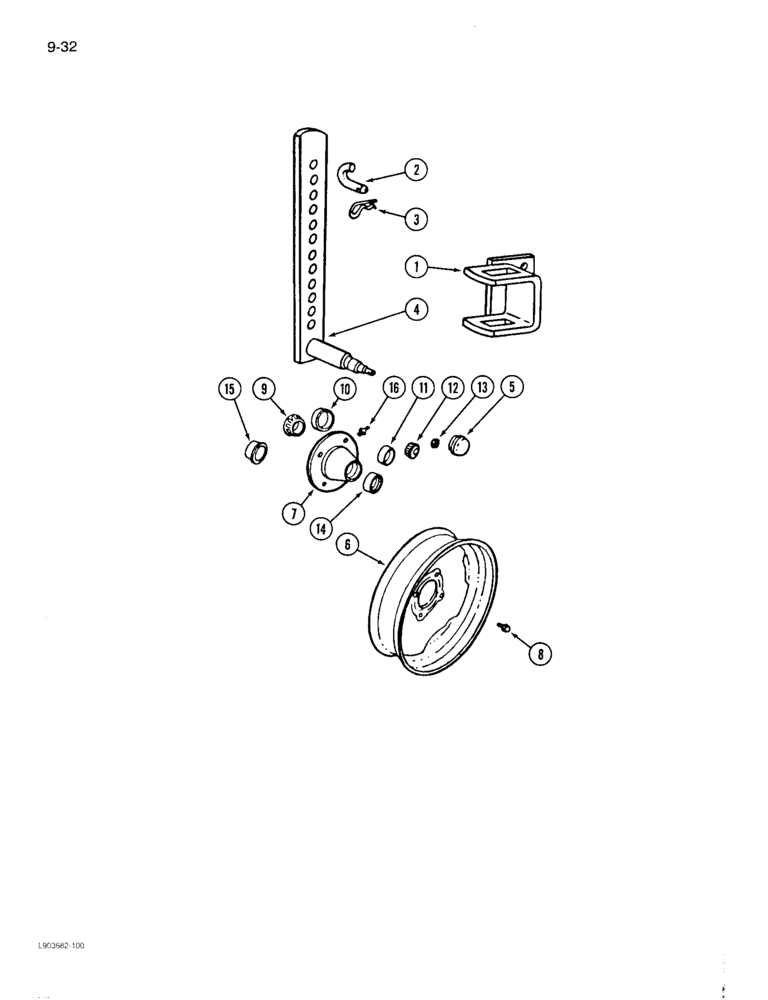 Схема запчастей Case IH 770 - (9-32) - GAUGE WHEEL 