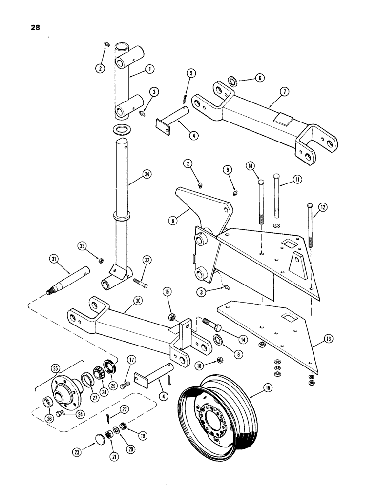 Схема запчастей Case IH 8300-SERIES - (28) - REAR WHEEL AND AXLE 