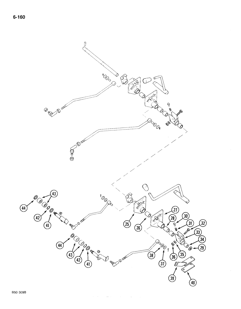 Схема запчастей Case IH 385 - (6-160) - TRANSMISSION CONTROL, EXTERNAL, WITHOUT FORWARD AND REVERSE (06) - POWER TRAIN