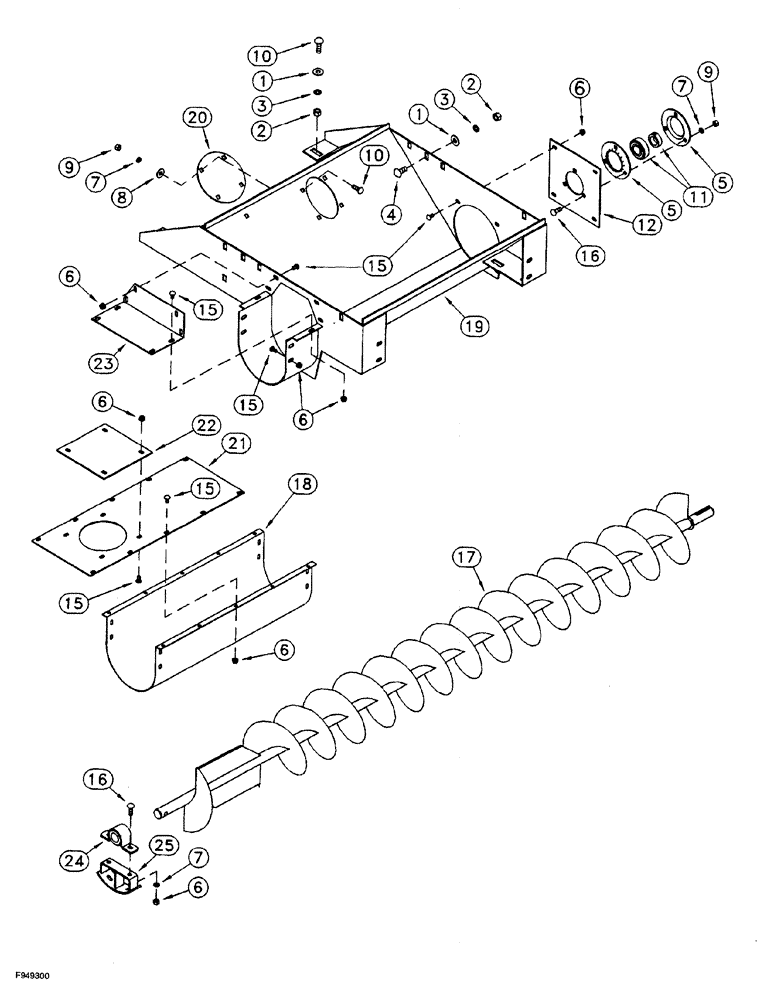 Схема запчастей Case IH 1260 - (9B-002) - MILL TO MIXER AUGER ASSEMBLY (12) - CHASSIS