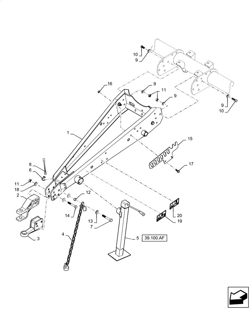 Схема запчастей Case IH RB565 - (39.110.AM[01]) - HITCH (39) - FRAMES AND BALLASTING