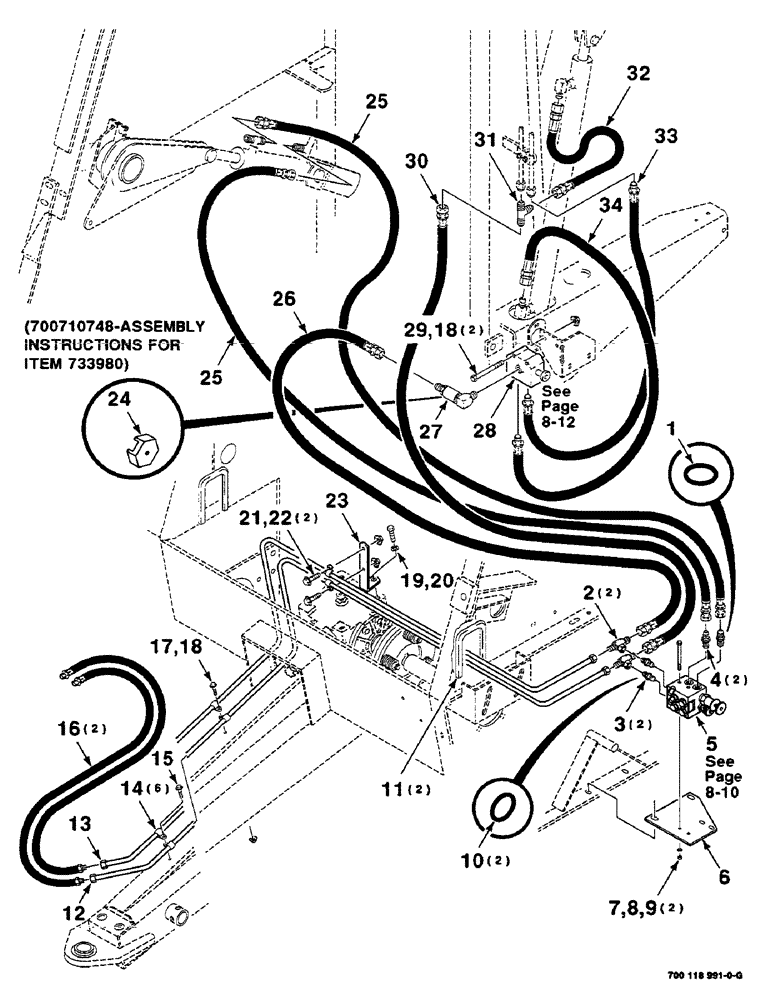 Схема запчастей Case IH 8455 - (8-08) - HYDRAULIC ASSEMBLY - FORWARD (WITHOUT KICKER), SEE PAGE 9-24 (07) - HYDRAULICS