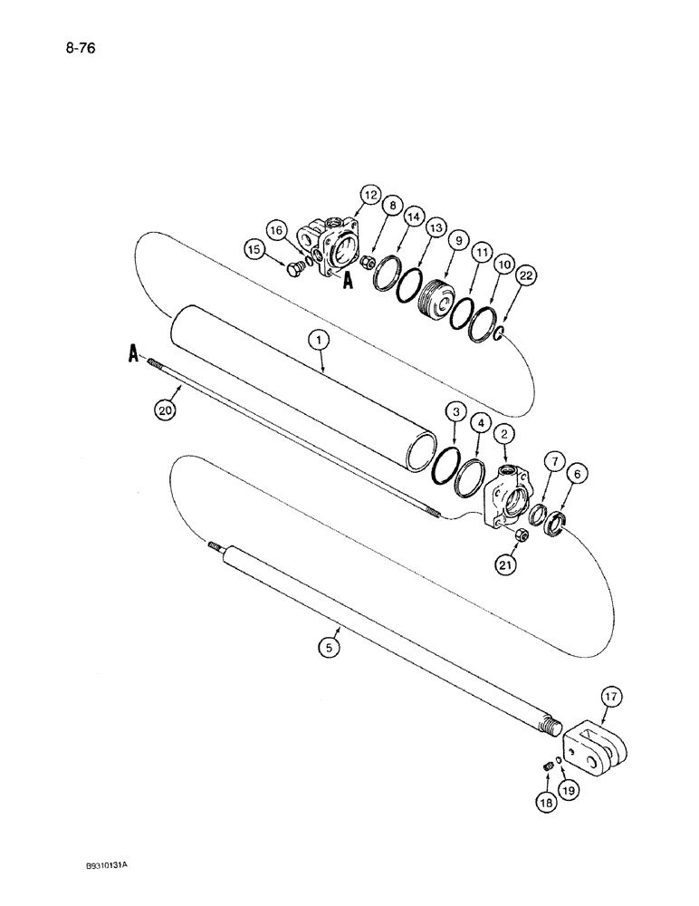 Схема запчастей Case IH 950 - (8-076) - HYDRAULIC CYLINDER, 127061A1, ROW MARKER, 24 ROW NARROW, FRONT FOLD (08) - HYDRAULICS