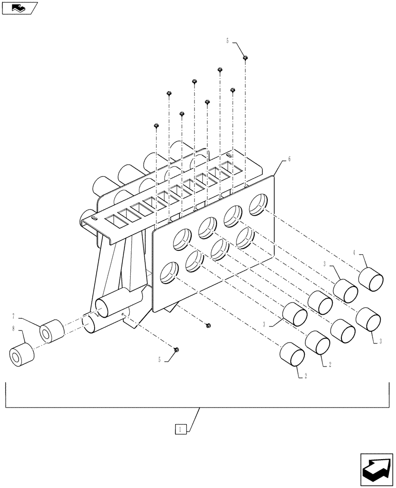 Схема запчастей Case IH 810 - (39.130.26) - VENTURI GROUP, LH, 2-1/2" TUBES (39) - FRAMES AND BALLASTING