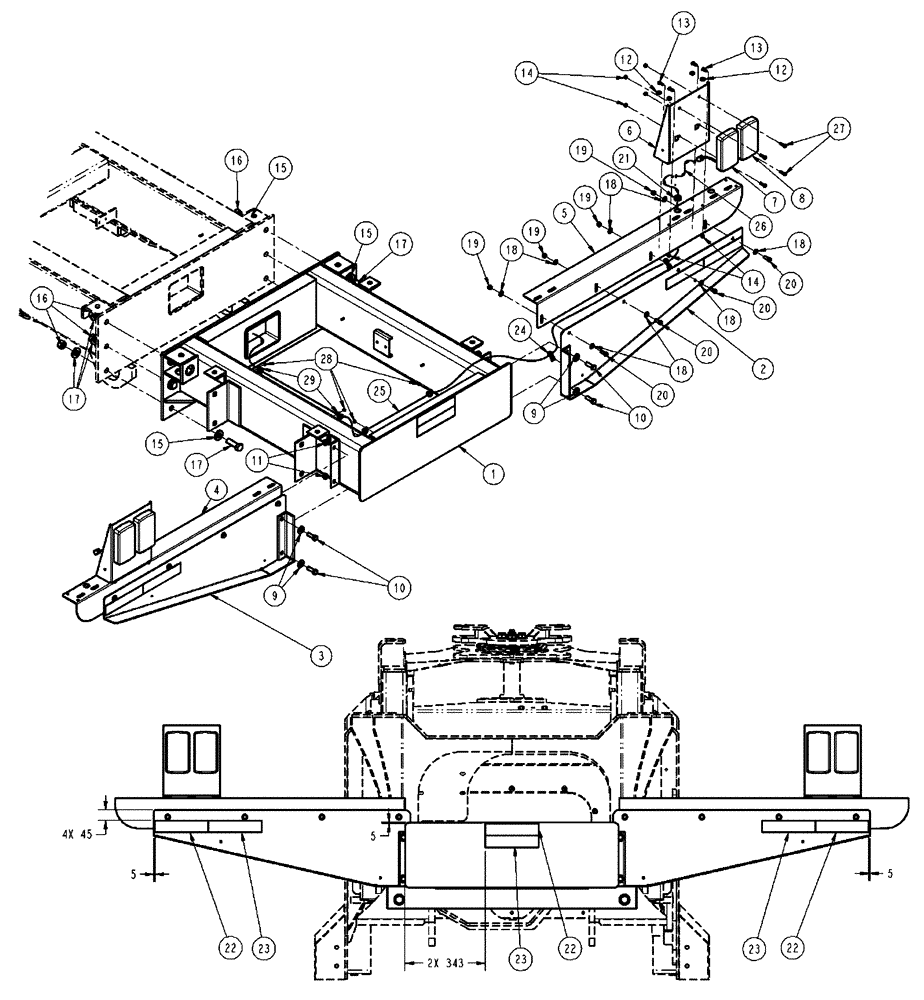 Схема запчастей Case IH 438 - (05-003) - EXTENSION GROUP, 70’, 46” Extensions & Mount Group