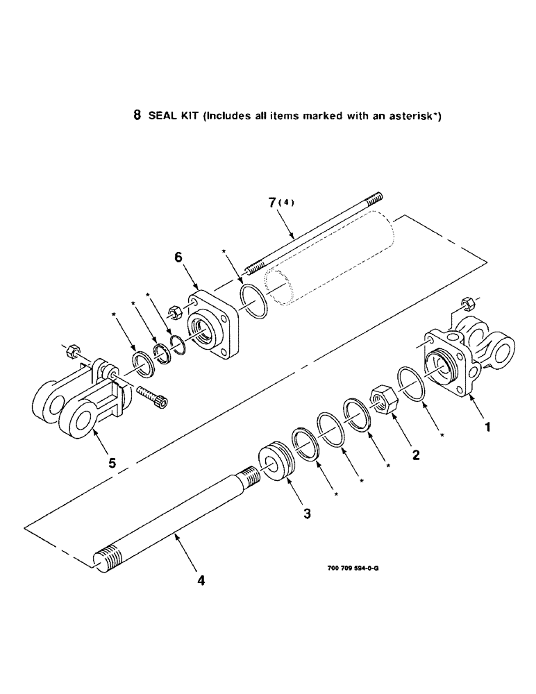 Схема запчастей Case IH 8480 - (8-06) - HYDRAULIC CYLINDER ASSEMBLY, TAILGATE, 700709594 HYDRAULIC CYLINDER COMPLETE, 2" BORE BY 16" STROKE (07) - HYDRAULICS